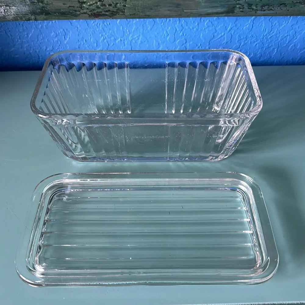 # Anchor Hocking Ribbed Glass Loaf Pan w/ Lid Vintage Design 8.5” X 4.5” - Picture 2 of 7